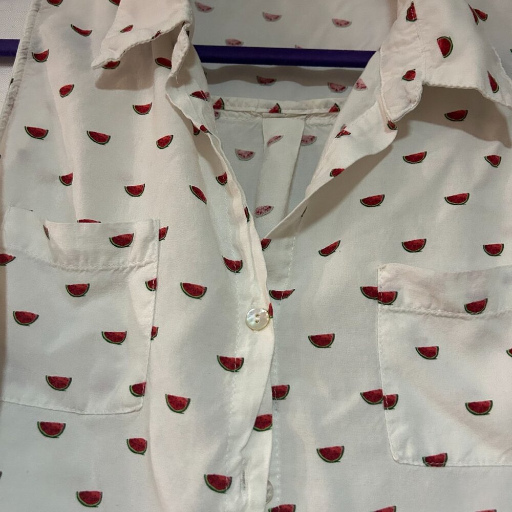 Just living watermelon tank top womens button up Sz XL fun flowy summer playful - Picture 6 of 9
